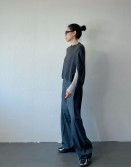 Grey Side Pleated Slack #250337